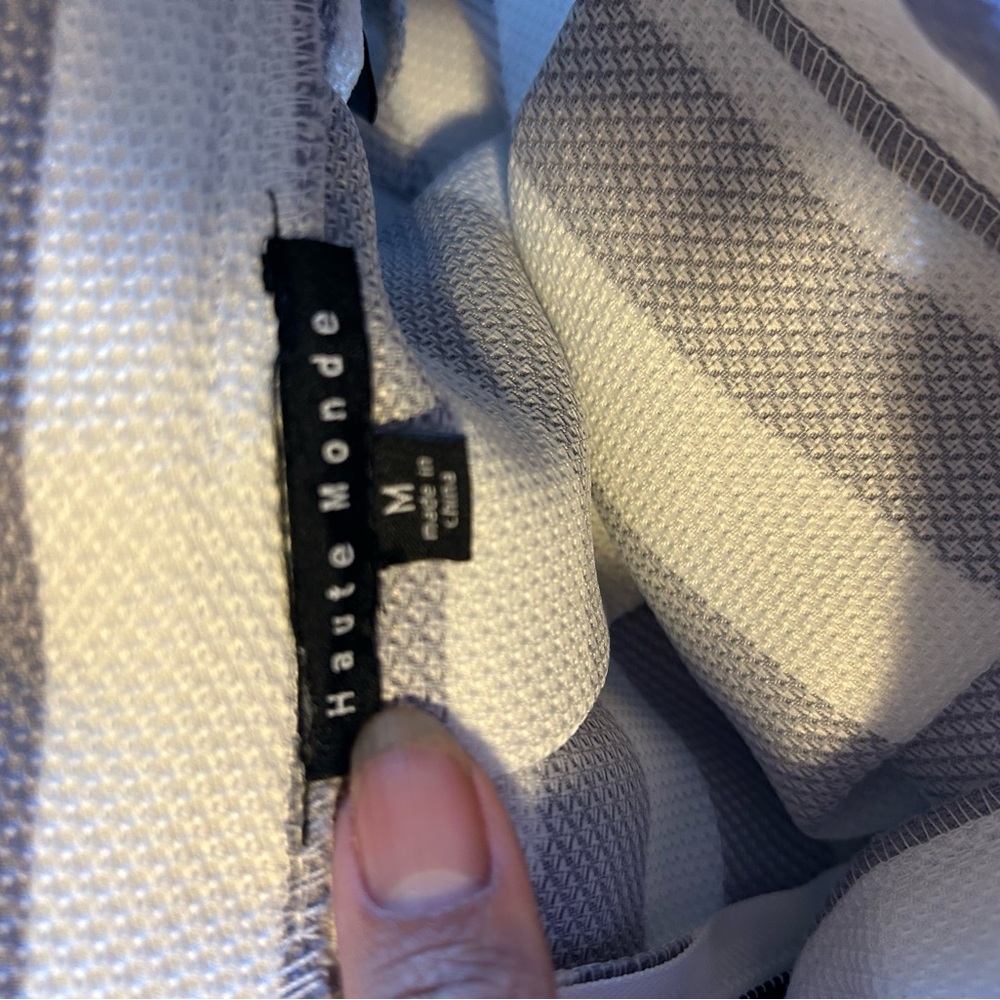 Haute Monde Gray and White Striped A-Line Skirt - Picture 5 of 8